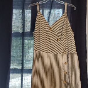 Dress navy striped tan buttons - worn and washed o